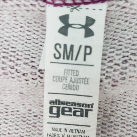 Under Armour Studio Terry Moto Jacket Zip Fitted Small Women Dark Pink - Picture 6 of 8